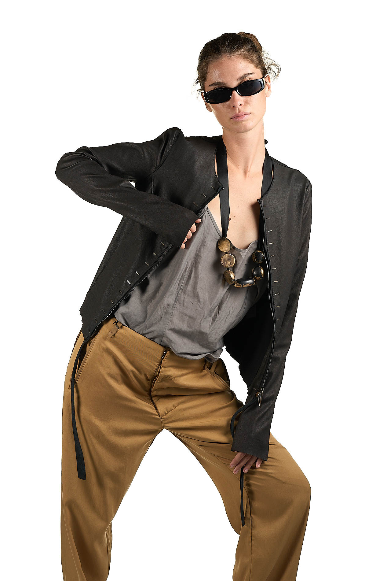 DANIELE BASTA LEATHER AND SILVER JACKET